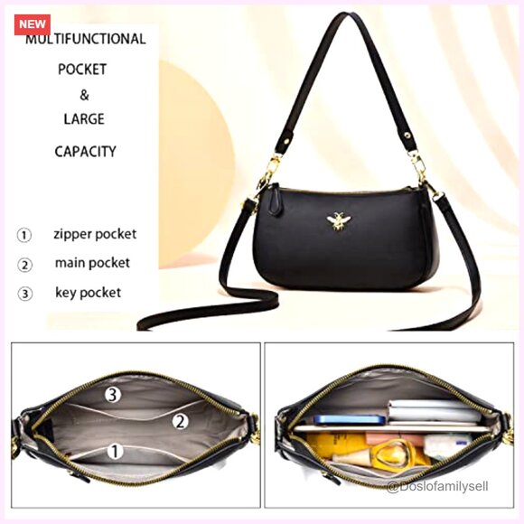 Small Retro Tote Crossbody Bag with Detachable Strap PU Leather - Picture 5 of 7